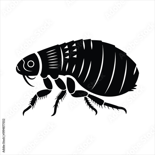 Flea silhouette vector illustration isolated on white background. Black insect icon for pest control, hygiene, and veterinary medicine design
