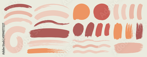 Abstract Brush Strokes and Shapes in Earthy Tones Keywords: abstract, brush stroke, paint