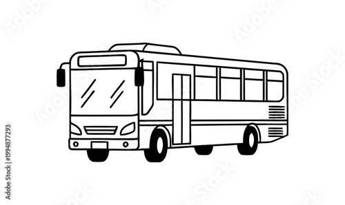 Outline illustration of a public transit bus designed for passenger transportation on urban and intercity routes