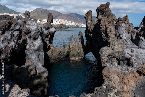 Los Gigantes black rock landscape, Tenerife, Spain