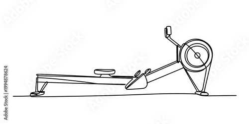 Simple line drawing of a rowing machine on a plain background