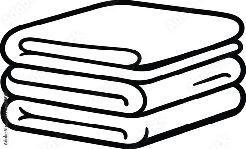 Simple vector illustration of neatly folded clean fabric towels stacked in a pile for domestic use
