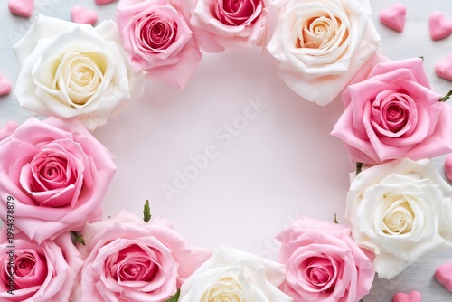 Roses Form a Circle With Petals on a Light Background for Decoration and Cele...