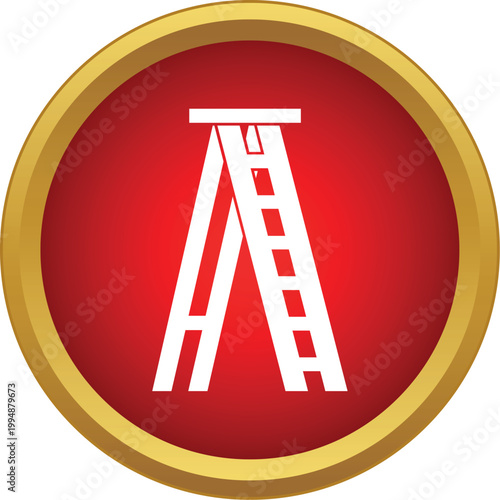 Stepladder icon presenting concept of growth and ambition on a red button