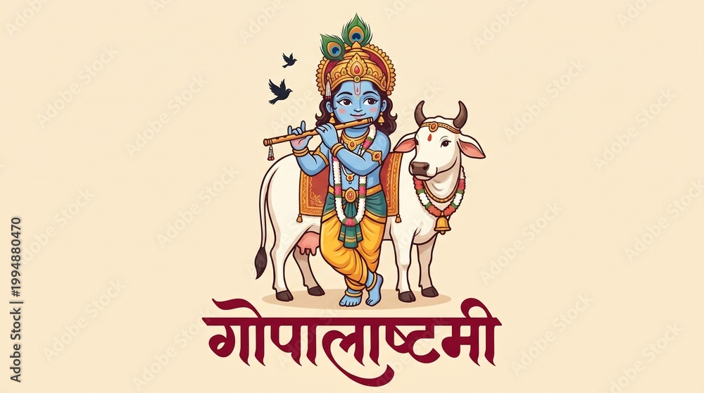 Fototapeta premium Happy Gopashtami ocial media post template