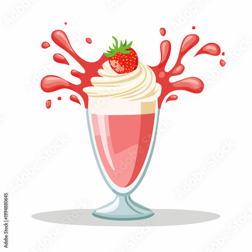 Strawberry Milkshake with Cream and Splash