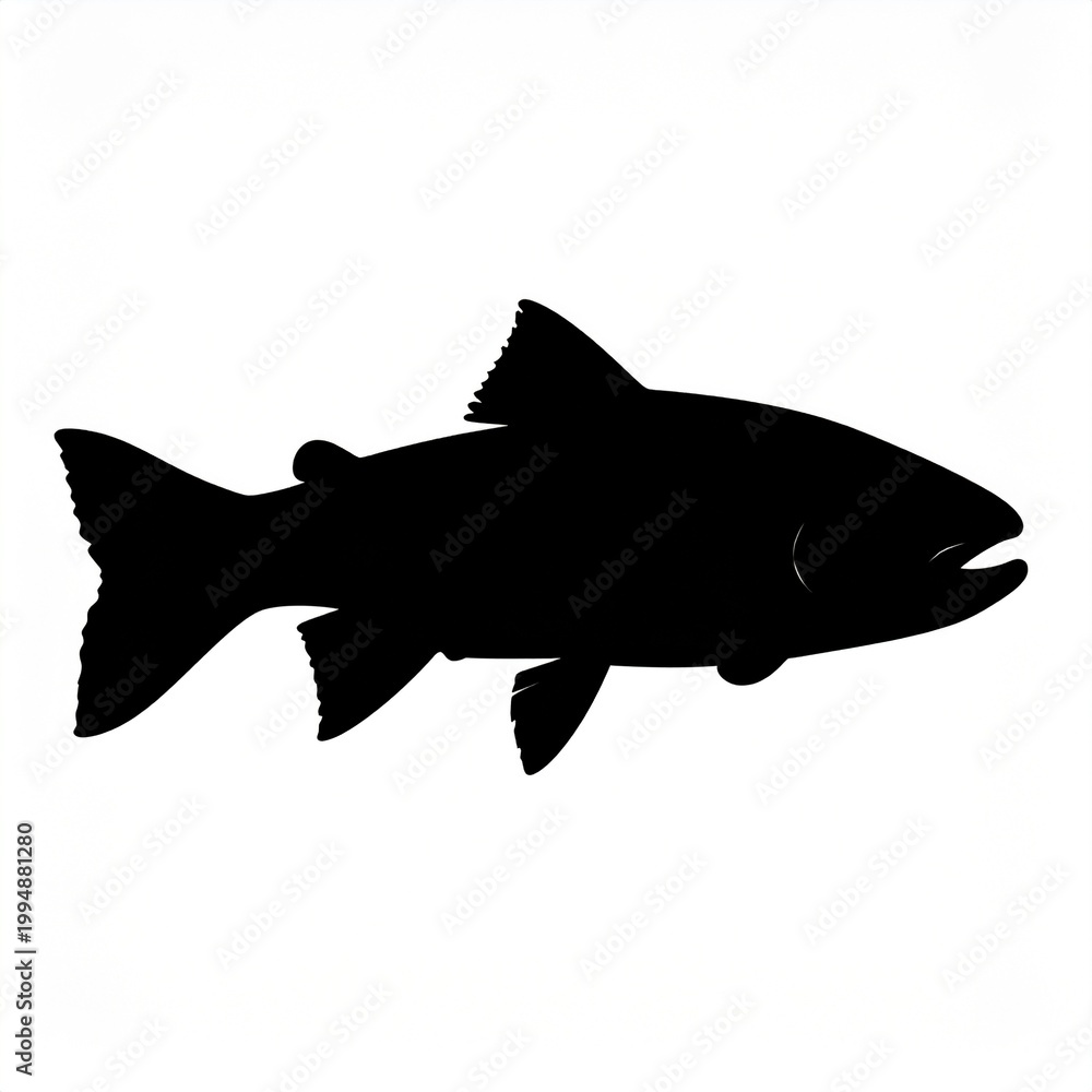 Obraz premium black shark silhouette isolated on white background minimalist design
