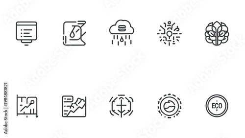 Iconic Symbols: A collection of meticulously crafted, minimalist icons, each representing distinct concepts and ideas, designed to streamline communication and enhance visual clarity.