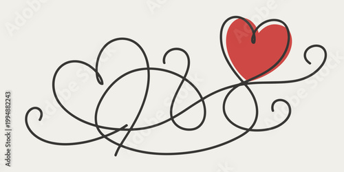 Red Heart Integrated into Abstract Swirls love romance