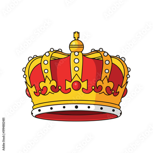 Royal Gold and Red Imperial Crown Vector Illustration
