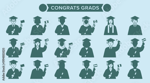 Joyful celebration of diverse graduates holding diplomas and national flags, symbolizing global academic achievement and success for students worldwide