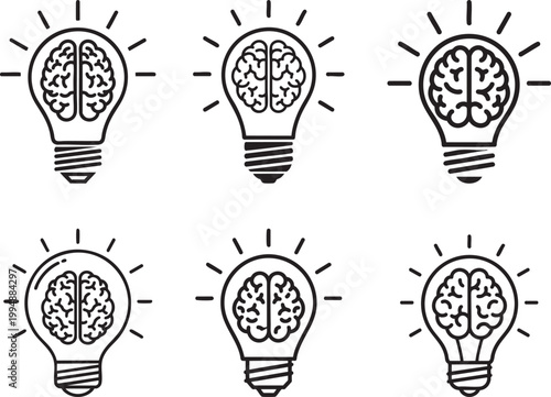 Creative Brain Lightbulb Concept Vector Representing Innovation Intelligence Mind Power Solution Thinking Growth Knowledge Education Inspiration Insight Logic Mindset Discovery