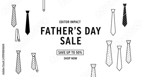 Father's day sale promotion with neckties and discount offer