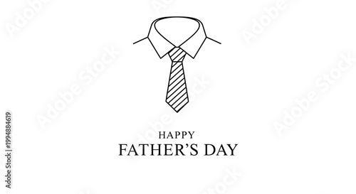 Happy father's day greeting card with striped tie and collar on white background