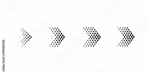 A series of dotted arrows showing increasing density and shape