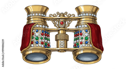 Vintage luxurious opera glasses with gemstones and velvet detail