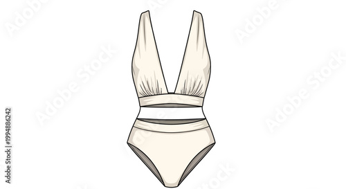 Elegant swimwear with deep v neck and high waist design