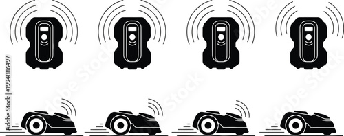 Robot vacuum cleaners in motion a sequential illustration of cleaning paths