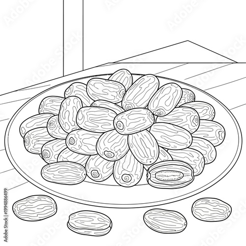 Minimalist perspective line drawing of an interior space with pebbles