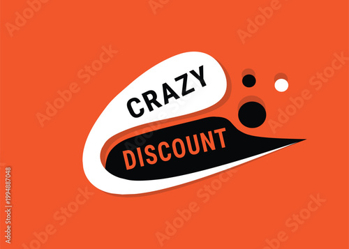 Crazy discount symbol template or stylish colorful banner. Editable all elements eps type.