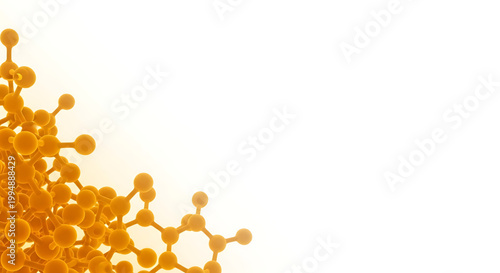 A vector graphic illustration of a molecular structure with orange atoms and bonds on a white background