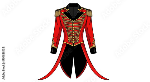 Elegant red and gold military jacket with epaulettes and gold accents