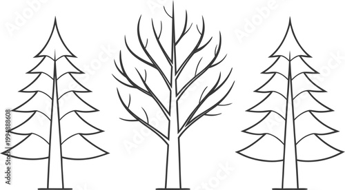 Minimalist winter trees set bare trees minimalist trees