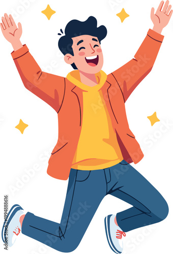man jumping for joy in celebration – vector illustration