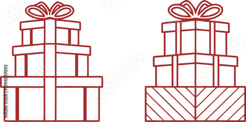 Red and white gift piles with bows red gift pile gift box