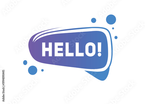 Hello - banner or web editable graphic.Text with eps format label. colorful art for your business elements.