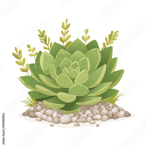 Obraz na płótnie An isometric desert island with cacti and rocky terrain showcases the harsh beau