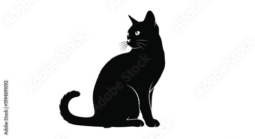 Cat Silhouette Vector Sitting Pet Animal Illustration Minimal Design for Veterinary Branding Pet Care Logos and Domestic Animal Graphics