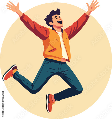 man jumping for joy in celebration – vector illustration