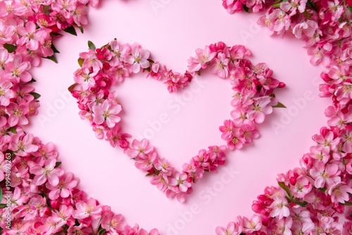 Flowers Arranged in Heart Shape on a Pink Background During Daylight