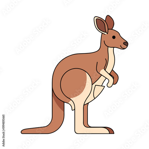 Minimalist Standing Kangaroo Vector Illustration Isolated on White