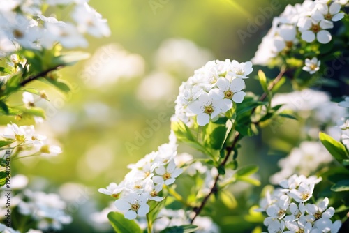 White Flowers Bloom in the Garden During Spring Under Sunlight
