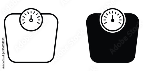 Bathroom weight scale icon in flat style, mass measurement vector illustration on isolated background, overweight sign