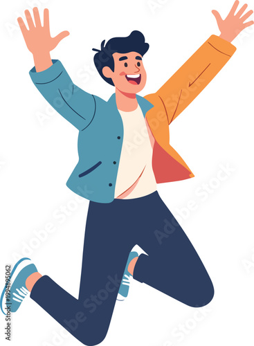 man jumping for joy in celebration – vector illustration