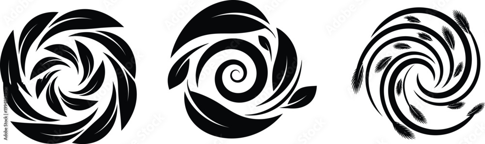 Fototapeta premium Abstract Swirling Leaves and Petals - Organic Growth Pattern Vector Illustration
