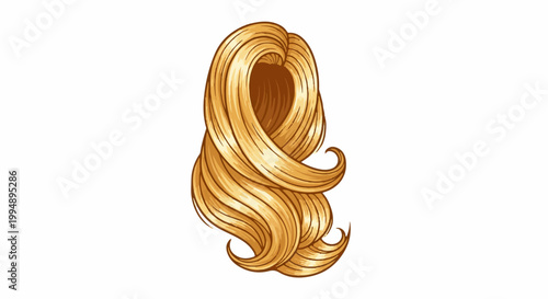 Stylized illustration of flowing blonde hair, with light and shadow accents creating volume and movement