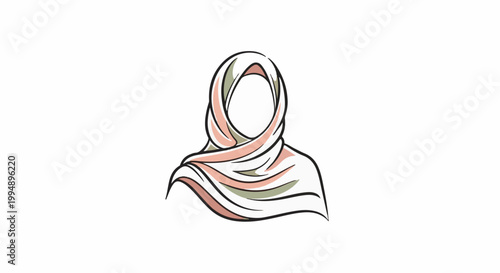 Stylized drawing of a veiled person's head and shoulders in pastel colors