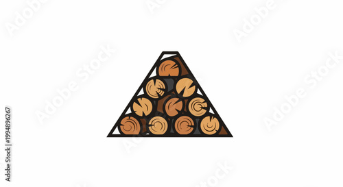 Stacked logs forming a triangular shape with a thick outline