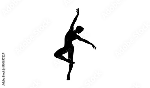 Man dancer silhouette contemporary dance pose vector illustration isolated on white background