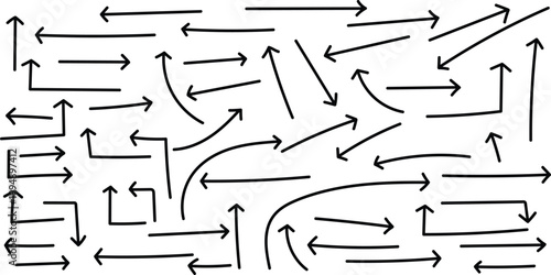 Hand drawn arrows a chaotic pattern for design conceptual art