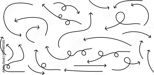 Hand drawn arrows dynamic flow and directional movement in sketch style