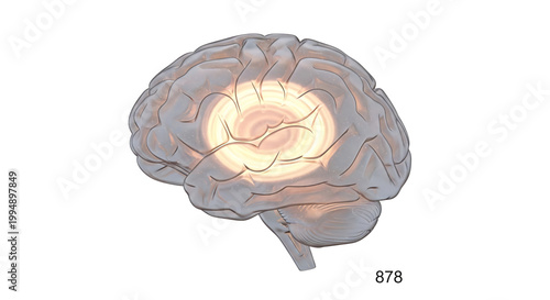 A vector graphic illustration of a glowing brain with a modern design