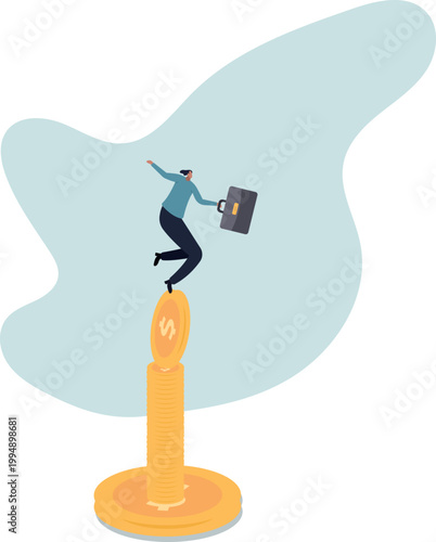 Financial instability, uncertainty or unstable investment market, risky situation or economic recession,human life and situation.