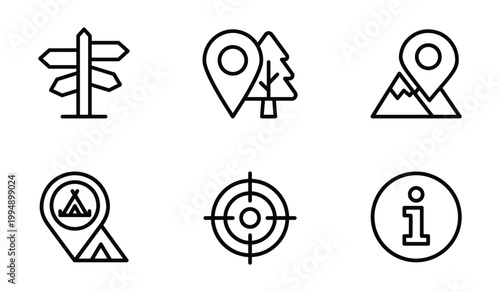 Obraz na plátně Set of travel navigation location pin map icons with location navigation wayfind