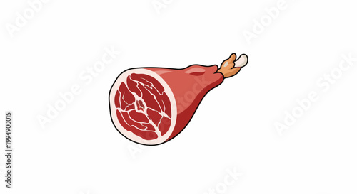 Stylized cartoon depiction of a cured ham leg with visible marbling on the cut end