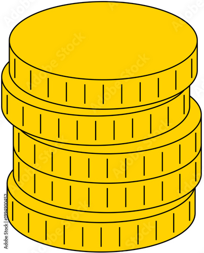 금색 동전 더미와 달러 기호가 표현된 부와 수익, 자산 축적을 상징하는 금융 아이콘 스타일 이미지